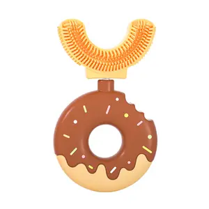 U-Shaped Toothbrush for Kids, Donut Design, Soft Food-Grade Silicone for Sensitive Gums, 360° Teeth Cleaning Design,Training & Travel-Friendly Toddlers' Toothbrush Oral Toothbrush dental care soother unisex Excellent gift for Christmas and new year