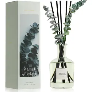 Mint & Eucalyptus Reed Diffuser - 6.76 oz Essential Oil with 8 Reeds & Real Eucalyptus Sticks,   for Bedroom or Bathroom Decor