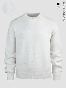 Men's Full Body Print Drop Shoulder Sweater, Fall & Winter Casual Fitted Long Sleeve Round Neck Knitwear, Stylish Daily Wear