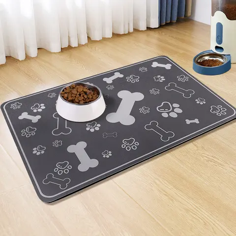 Dog Cat Food Mat,Rapid AbsorbentPet Feeding Mat, Bone Shaped Dog Placemat Water Bowl Mat with Rubber Backing,No Stains Dog Cat Food Mats Indoor, Pet Accessories Supplies Various colors