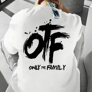 OTF Only The Family Graphic T-Shirt Bold Brush Lettering Streetwear Tee Urban Hype Unisex Shirt Gang-Style Slogan Top Gift Crew Neck Drop Shoulder Medium Length Casual Fitted Summer 100% Cotton