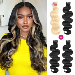 1B/613 Blonde Body Wave Bundles Highlight Body Wave Hairstyle Raw 15A Human Hair Bundles Quick Weave Extensions