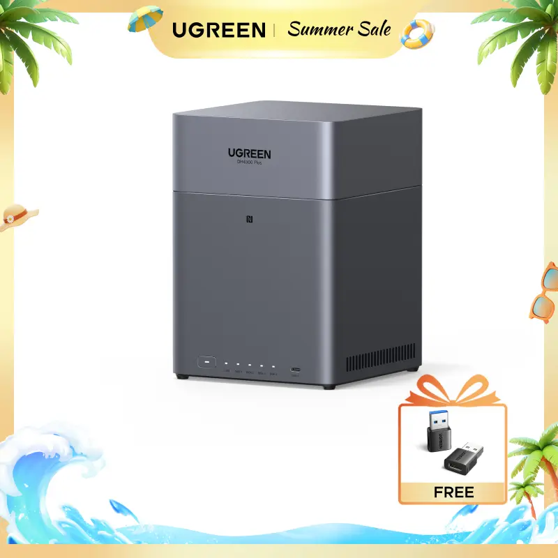 UGREEN NAS DH4300 Plus 4-Bay Desktop NASync, Support Capacity 128TB (Diskless), Remote Access, AI Photo Album, Beginner Friendly, 8GB LPDDR4X RAM, 2.5GbE, 4K HDMI, Network Attached Storage (Diskless),Summer Sale