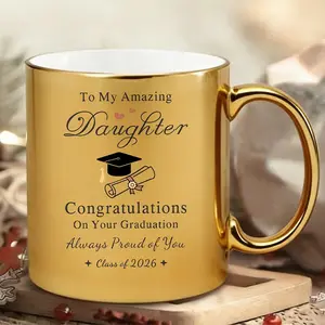 Academic Achievement Congratulations Golden Mug Suitable for Graduation, 2026 Daughter Special Ceramic Coffee Cup, Latte Mug, 11oOZ 325ML Graduation Gift, Coffee Travel Mug