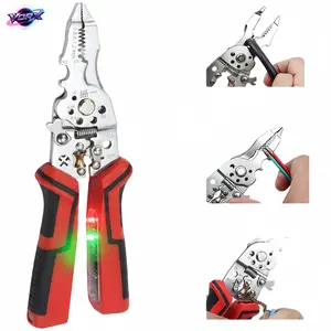 VORX 2026 New 16-in-1 Rechargeable Wire Stripper, Electrician Pliers with 12-250V Voltage Tester & Alarm, Heavy-Duty Wire Cutter, Crimper, Twister and Bender, Multifunction Electrical Hand Tool for DIY, Home and Professional Use