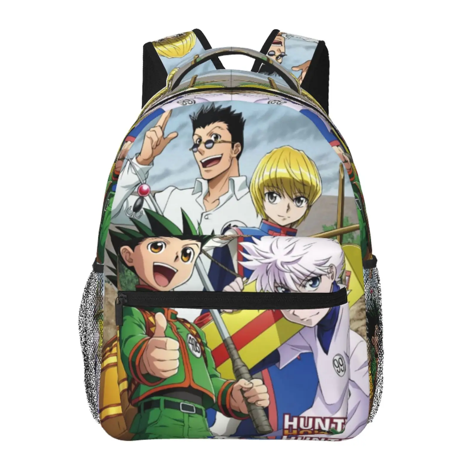 Hunter x Hunter All-Over Print Backpack Large Capacity Hunter x Hunter Everyday Carry Bag for Daily Errands Outdoor Activities Casual Workdays, Cartoon Goth Hunter x Hunter Merch Laptop Daypack School Bag for Men Women Students & Gift Giving