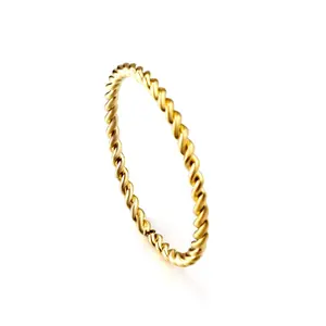 Stainless Steel Lily Knot Ring Plated with 18K Gold