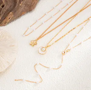 Starfish Pearl Necklace Set for Women, Layered Shell Pendant Snake Chain Jewelry, Coastal Mermaid Inspired Beach Necklace Set with Seashell & Scallop Charms, Trendy Summer Vacation Accessories for Outfit Styling & Daily Wear