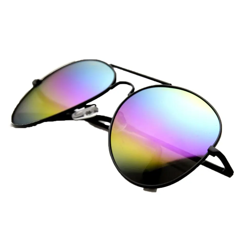 Fashion Culture Women's Classic Aviator Sunglasses - Full Rim Frame with Modern Twist, Vibrant Reflective Rainbow Lenses for Casual Festival Wear, Female, Super Modern