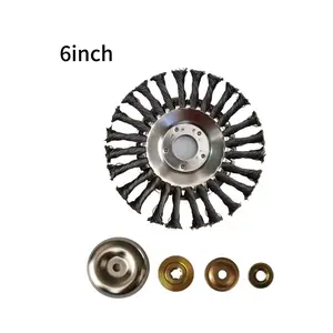 6-Inch Weed Removal Steel Wire Brush Wheel, Cleaning Attachment for Lawn Mowers, Perfect for Cracks & Edges