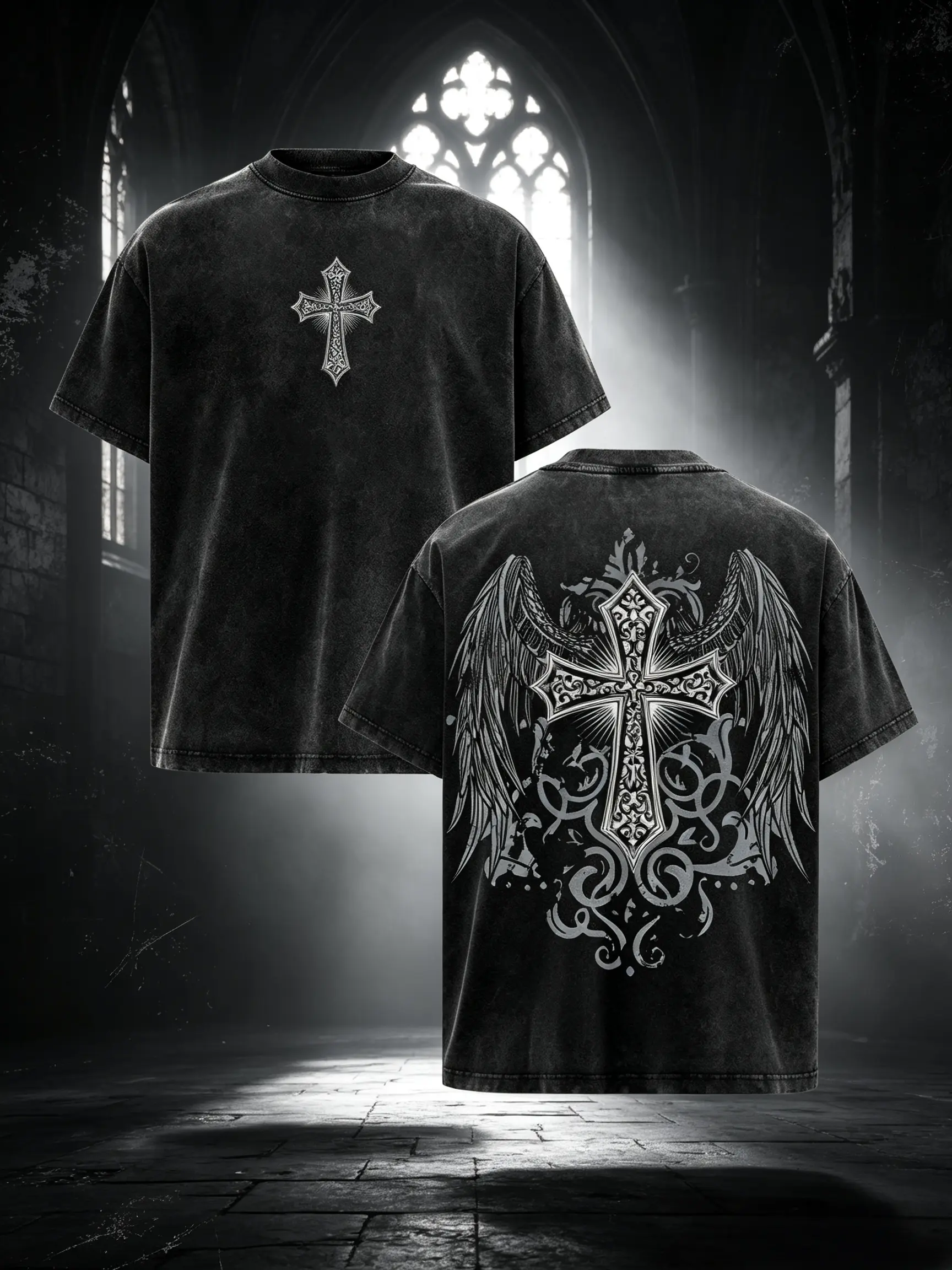 Cross And Wing Tshirt & Hoodie Washed, Cross Shirt, Wing T-shirt, Reyzerati Jesus hoodie, Christian Apparel, God Apparel, Streetwear, Graphic Tees invincible shirt