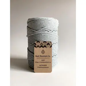 4mm 3 Ply Macrame Cord 3 Strand Twisted Cotton Craft Rope - Light Gray Fiber Art String