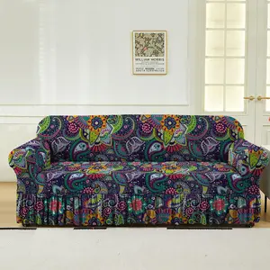 Colorful Floral Pattern Sofa Cover, 1 Count Elastic Sofa Slipcover, Dustproof Sofa Protector for Home Living Room, Sofa Protector for Home Living Room