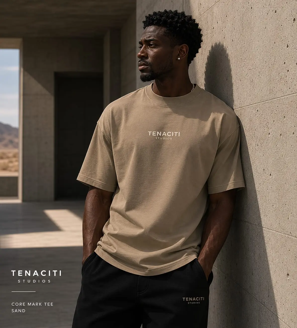 Tenaciti Studio Foundation Tee (Small Logo Front Blank Back) Heavyweight 100% Cotton Top Men and Women Streetwear Casual Shortsleeve