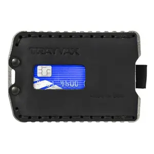 Trayvax Ascent Raw Stealth Black Front Pocket Wallet with Dual-Slot Credit Card Holder and Stainless Steel Plate