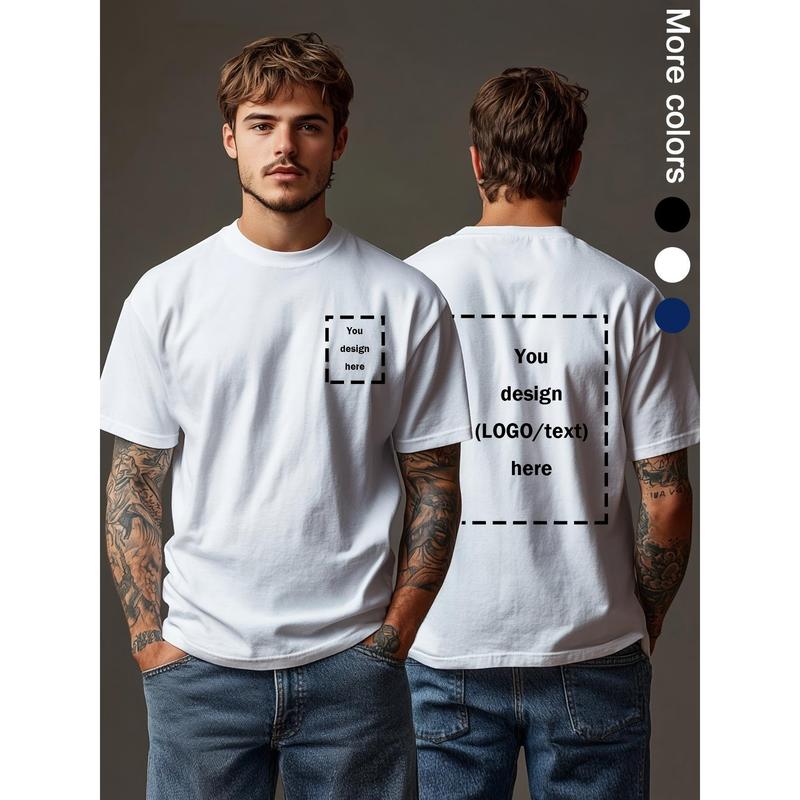 Custom T-Shirt ized with Your Own Text/Logo/Photo - Casual Round Neck Short Sleeve Tee for Team Uniforms, Festival Outfits, Promotional Branding & Bulk Orders - Machine Washable ized Gift for Him & Events