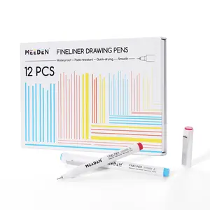 MEEDEN Micro Fineliner Drawing Pens: 12-Color Fine Liner Pen Set, 0.4mm Waterproof Archival Ink for Technical Drawing, Coloring, Journaling, Manga and Illustration