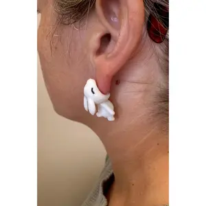 Bunny Chomper Earrings | Cute Bunny Rabbit Dangle Earrings | Animal Lover Jewelry | Fun Bunny Gifts for Her | Handmade Bunny Earrings