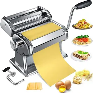 Pasta Maker Machine, Homemade Stainless Steel Manual Roller Pasta Maker With Adjustable Thickness Settings
