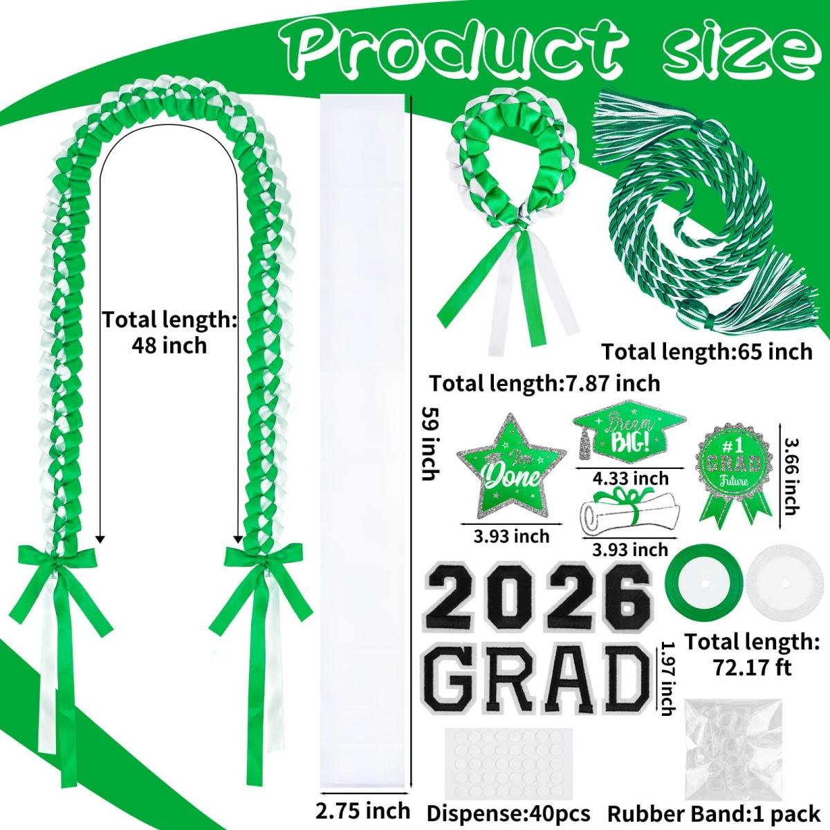 ONERIR 18 Pcs Graduation Leis 2026 Class of 2026 Graduation Candy Lei Kit Double Ribbon Graduation Leis Necklace Graduation Gift Party Accessories for Women Men