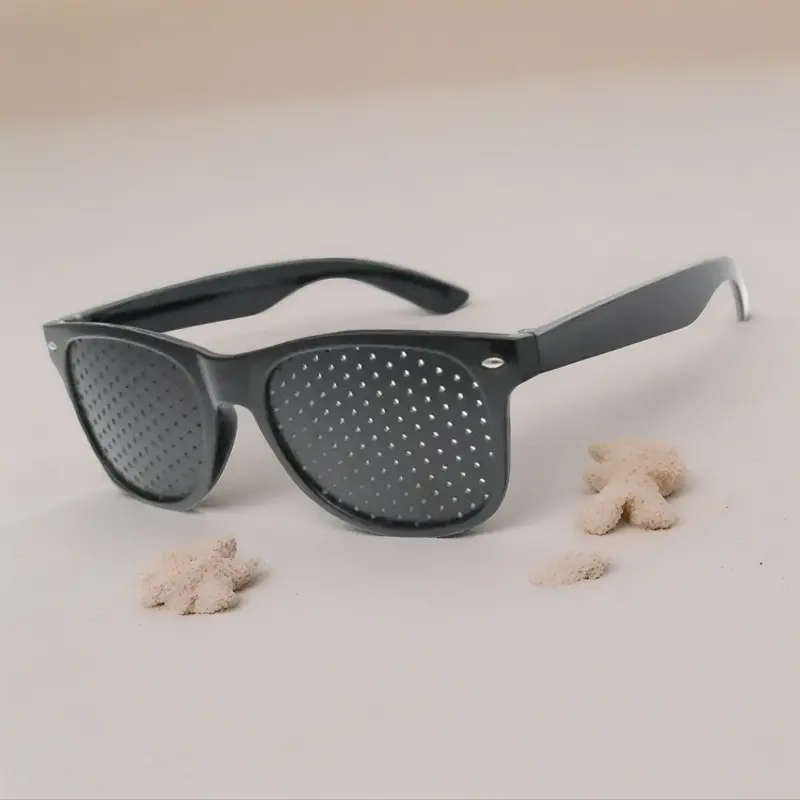 Unisex Pinhole Fatigue Glasses for Astigmatism - Sleek Black Eyeglasses, Vision Improvement, Casual Wear, Reduced Eye Strain