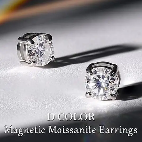Stud Earrings Fake Cubic Zirconia Diamond Earrings for Women Men  Stainless Steel Magnetic Stud Earrings for Men Women Non-piercing