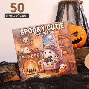 Cute Halloween Coloring Book, Drawing Book for Teens & Adults, Ghosts, Pumpkins, Bats Designs, Perfect for Relaxation, Stress Relief, Mother's Day, Easter, Christmas, Back-to-School Gifts