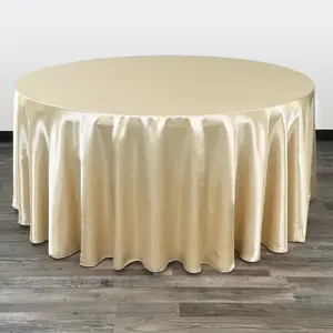 132 inch Satin Round Tablecloth Champagne