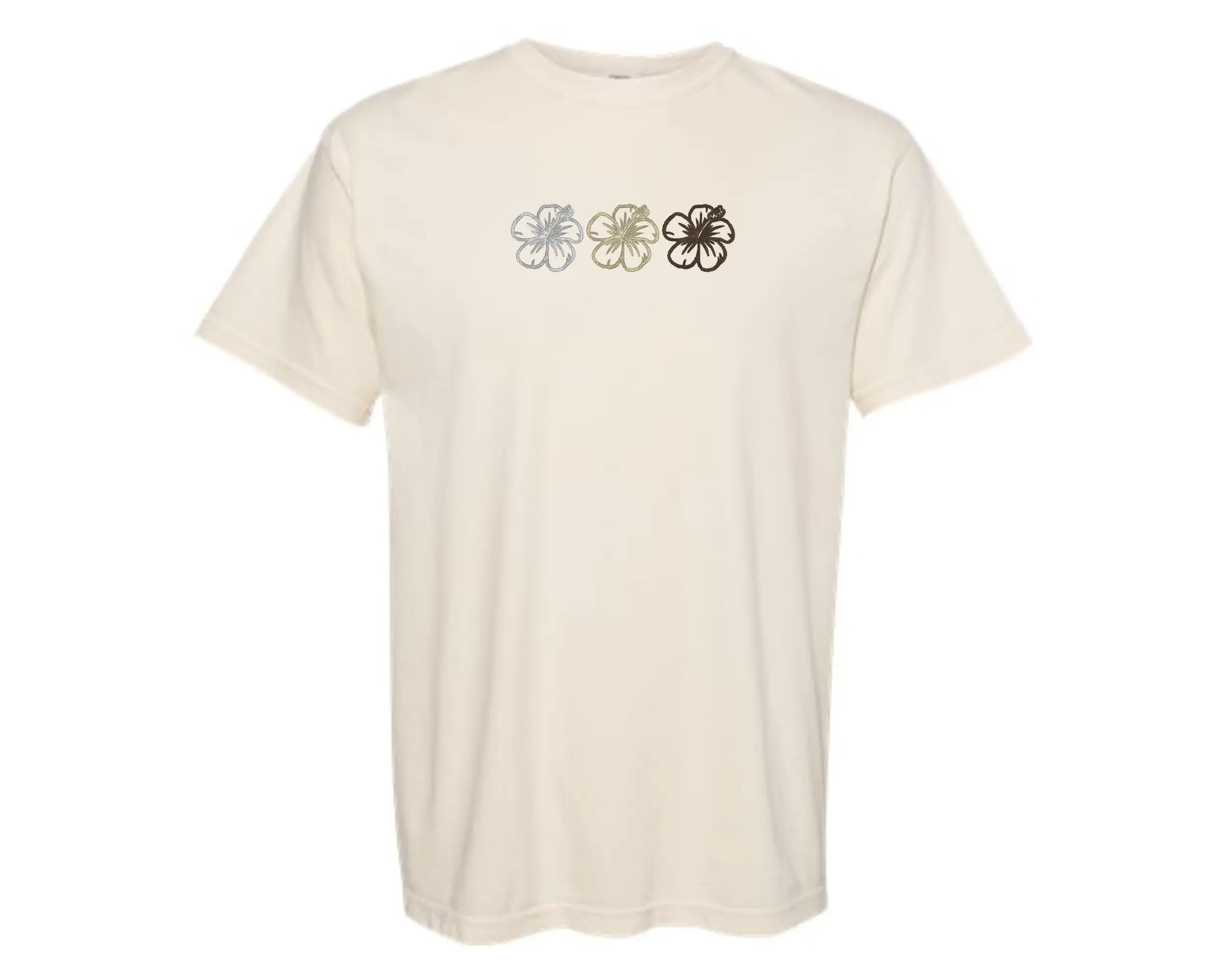 Summer Tshirt, Short Sleeve Tshirt, Comfortable Embroidered Tshirt, Hibiscus Flowers Cute Fit
