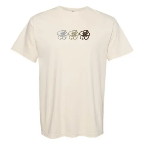 Summer Tshirt, Short Sleeve Tshirt, Comfortable Embroidered Tshirt, Hibiscus Flowers Cute Fit