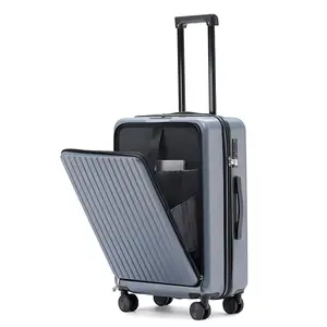 20 Inch Front Opening Cabin Suitcase Spinner Wheel Travel Rolling Luggage for Men Women Trolley Case with TSA Lock,Usb Charging