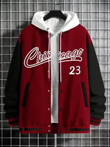 Men's Outdoor Casual Fashionable Jacket Coat, New Windproof Colorblock Dual Pocket Outerwear, Fitted Street Style, All Seasons Wear