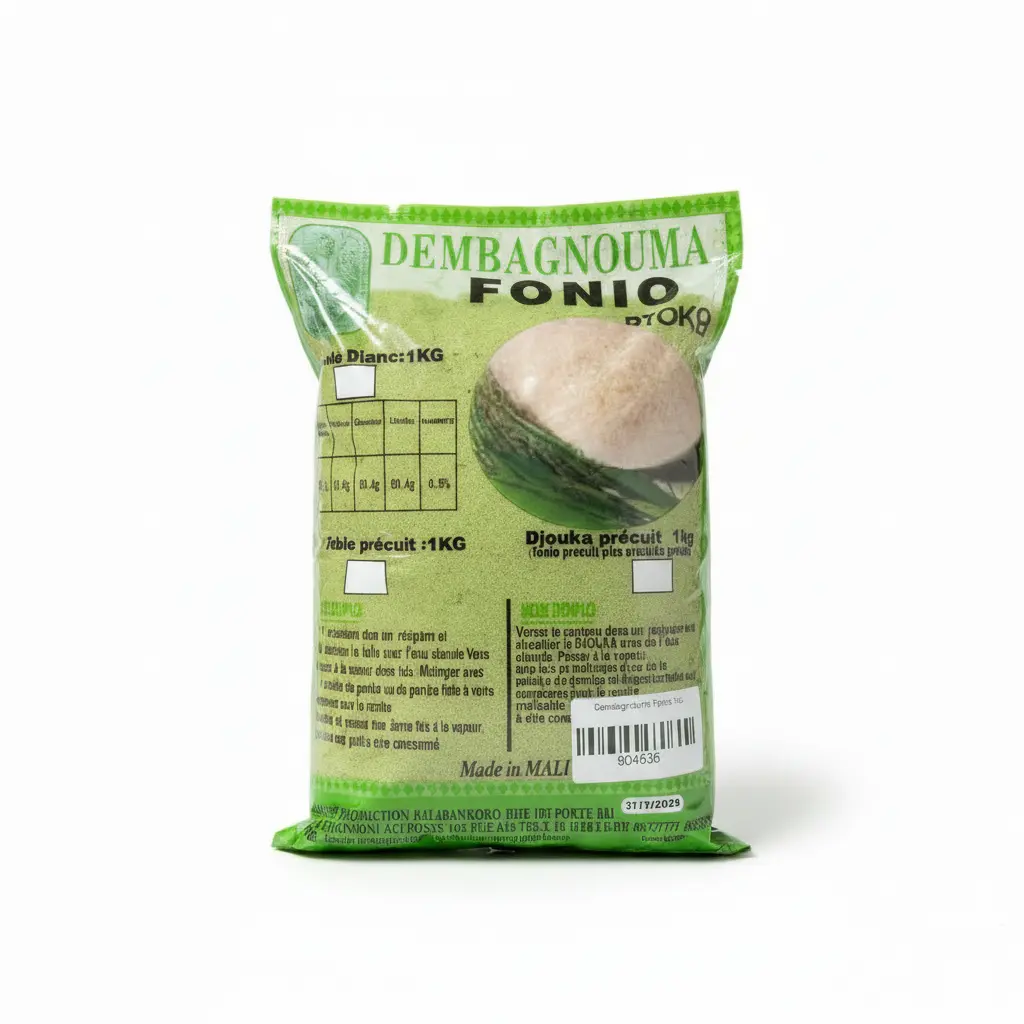DembaGnouma Fonio Précuit 1kg – Authentic West African Pre-Cooked White Fonio Grain | Gluten-Free, Quick-Cook,