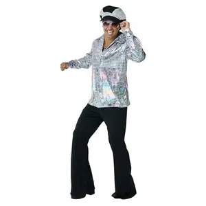 Disco Shirt & Hat Mirror Ball - 70's Disco - Costume - Mens - 2 Sizes