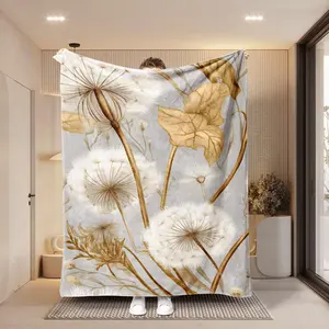 Ultra-Soft Dandelion Flannel Print Blanket, Vintage Elegant Creative Office Shawl, Multi-Purpose Throw for Home Camping Travel