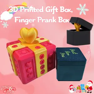 Fun Set 3D Printed Gift Box + Prank Finger Box, Toy Display Case, Heart Design, Party Gift Packs, Perfect for Parties, Jokes, Birthdays, Christmas, Valentine's Day