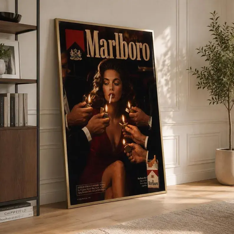 Poster Vintage Marlboro , Retro Glamour Wall Art, Noir Fashion Print (unframed)