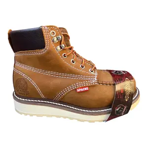 BOTAS DE TRABAJO APACHE DE ALTA CALIDAD DE AGUJETA / MEN'S APACHE WORK BOOTS SOFT TOE HIGH QUALITY LEATHER