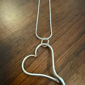 Silverware Fork Heart Pendant Necklace