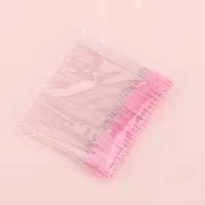 50PCS Pink Disposable Mascara Wands | Crystal Spoolie Brushes for Eyelashes, Eyebrows & Lash Extensions