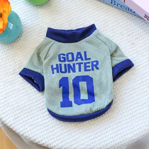 Dog Soccer Jersey "Goal Hunter" Sports Shirt for Small Medium Dogs, Cute Puppy Football Vest with Number 10, Soft Breathable Pet Clothes for Chihuahua Poodle French Bulldog, XS-XL