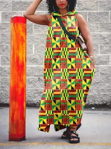 Plus Size Colorblock Geometric Print Slim Dress, Casual Short Sleeve Dress For Spring & Summer, Women's Plus Size Clothing