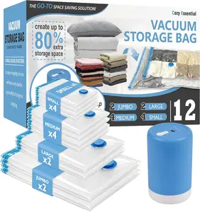 Cozy Essential Travel Vacuum Storage Bags with Pump for Efficient Space Saving Compression Ideal for Travelers Maximize Suitcase Space