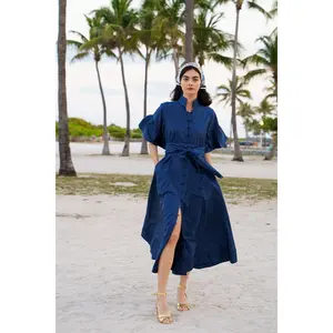 Leela Hostess Kaftan | Navy Silk Taffeta