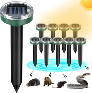 Mole Repellent Solar Powered 10 Pack Snake Repellent Ultrasonic, Groundhog Repeller,Gopher Repeller Sonic Mole Deterrent Spikes, Snake Gopher Mole Vole Repellent Outdoor for Lawn Garden & Yard