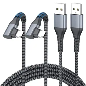 Right Angle USB C  6FT [2Pack], 90  USB-A to USB-C Charger    Data Transfer Braided for  17/16/15 Pro Max, Galaxy S25 S24 S23 S22, Pixel, iPad