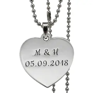 Personalized Teardrop Heart Necklace Stainless Steel – Custom Engraved Heart Pendant - Gift