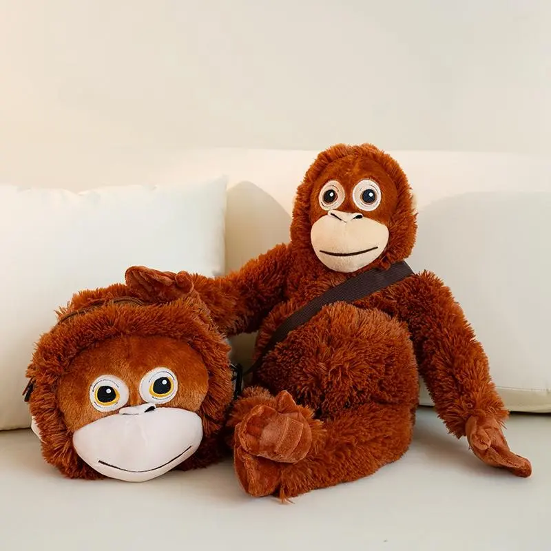 Cartoon Cute Soft Plush Monkey Backpack - Unisex Chimpanzee Stuffed Animal Bag, Kids Gift, Room Decoration Toy