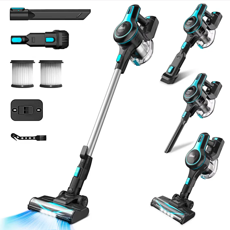 INSE Cordless Vacuum Cleaner for Home,Upgraded 38kPa/50Mins Stick Vacuum Lightweight with Self-Standing