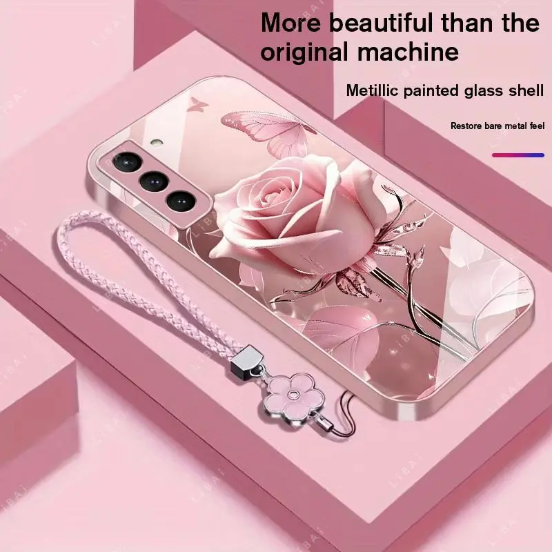 Suitable for [Galaxy S21 5g] high-end phone case，a beautiful four-leaf clover lanyard is included,exquisite and high-end design,a variety of colors are available for you to choose from YM99